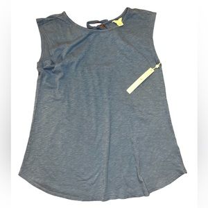 New with tag Caslon cap sleeve t shirt blue size medium cut out tie back